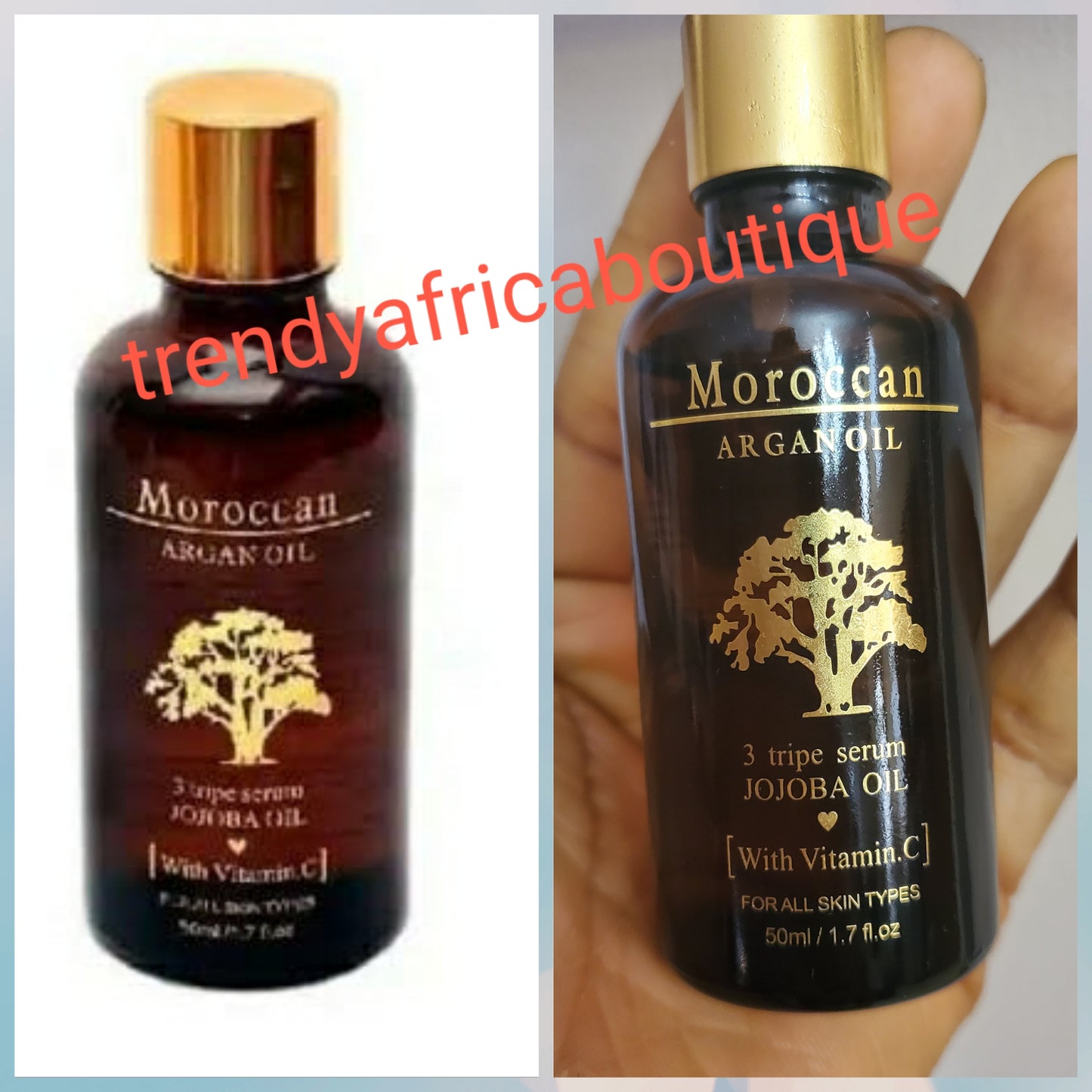 Moroccan argan oil triple formula serum/oil with jojoba oil and vitamin C for all skim types 50mlx1100% Pure natural