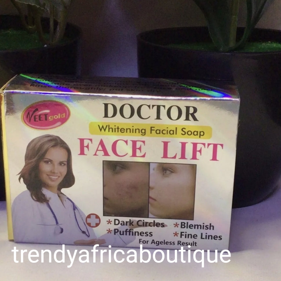 Veet gold face left whithening Doctor soap. Dermatologist approve, excellent treatment for wrinkles, premature aging, dark spots and pimples with UV protection. Buy more and save