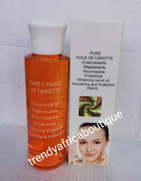 Pure huile carrote Eclaircissant whitening oil, 120ml. Repairs, protect and Nurishes your skin. Serum/oil