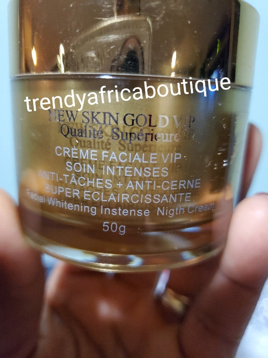 New skin Gold VIP advanced lighting Night face cream 50g. Formulated with kojic + Arbutin