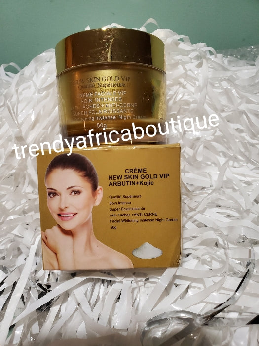 New skin Gold VIP advanced lighting Night face cream 50g. + new skin gold face and body soap. Formulated with kojic + Arbutin