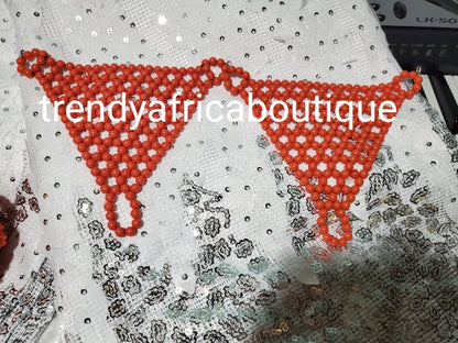 New arrival latest Nigerian Bridal wedding accessories for Traditional wedding. Bridal beaded Shawl, beaded head piece + a pair of gloves. Sold as a set or can be purchase separately.