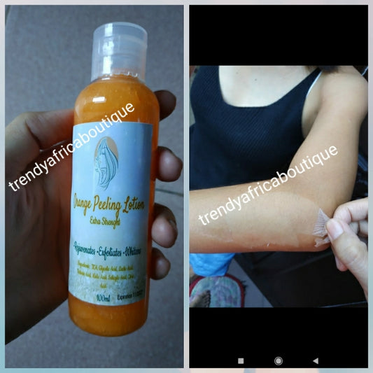 Orange peeling lotion Exra strength. Gently & Effectively peel away imperfections from your skin: scars, black spots, hyperpigmentations 100ml bottle. Super effective!!!