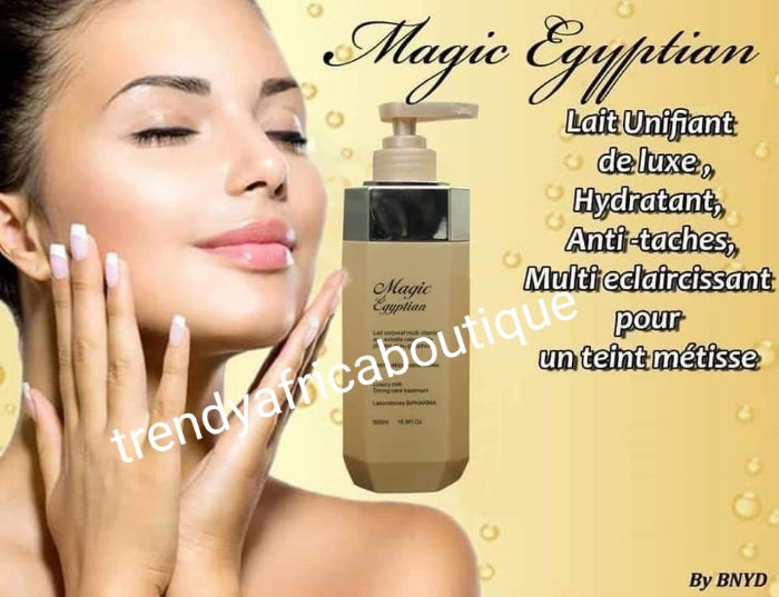 Magic egyptian Luxery skin whitening/treatment body lotion anti- stains  500ml. Formulated. With plant extracts & glutathione. Visible differences in 7 days.