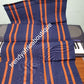 Cotton Aso-oke. For making bigger gele. 82" long x 25x wide. Originally woven. Navy blue/orange