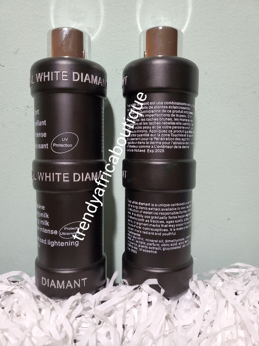 Final white diamant New advanced formula contains plant extracts, that evens, maintaining your natural skin tone. Gradually fades away dark spots, wrinkles, age spots and marks. This body lotion even out skin tone. 500ml bottle.