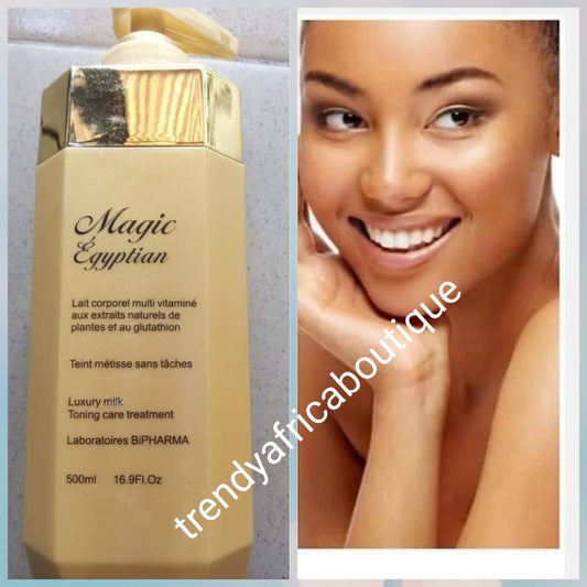 Magic egyptian Luxery skin whitening/treatment body lotion anti- stains  500ml. Formulated. With plant extracts & glutathione. Visible differences in 7 days.