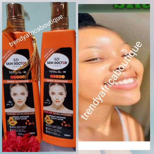 Skin Doctor total Glow organic whitening beauty milk with papaya and glutathion 500ml bottlex1. Glowing body lotion