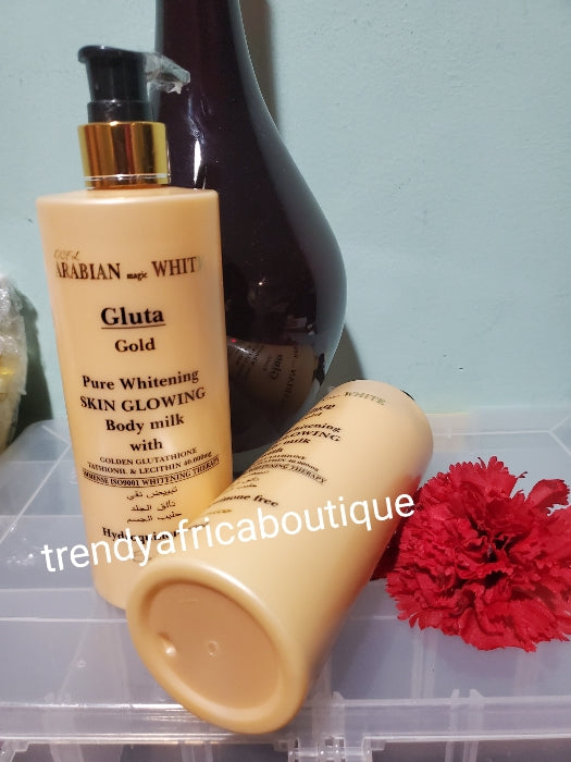 Arabisches Zauberweiß. Gluta Gold Pure Hautaufhellung und Körperlotion 350 ml. Formuliert mit Glutathion und hautstrahlenden Inhaltsstoffen