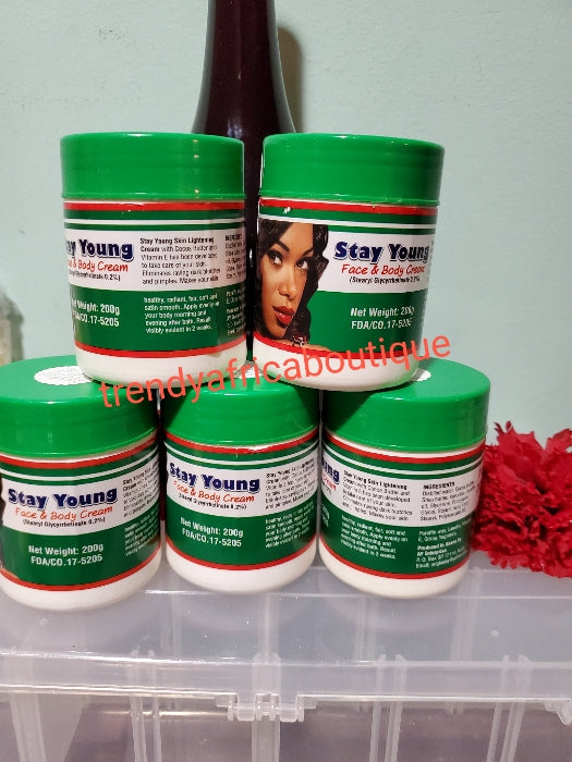 Back in stock: Stay young face and body cream. 200g jar. Made with natural Ingredients. Lighening cream. Authentic