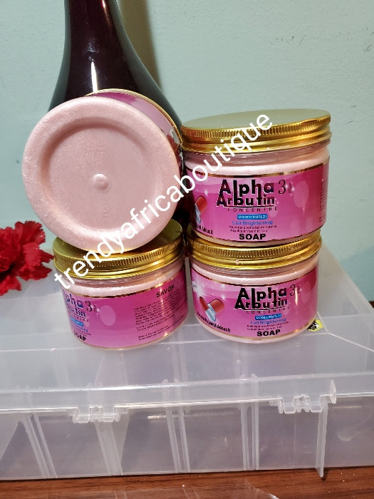 Alpha arbutin 3 Concentrate plus set for skin lightening, brightening, anti spots. Body lotion, face cream, serum, soap