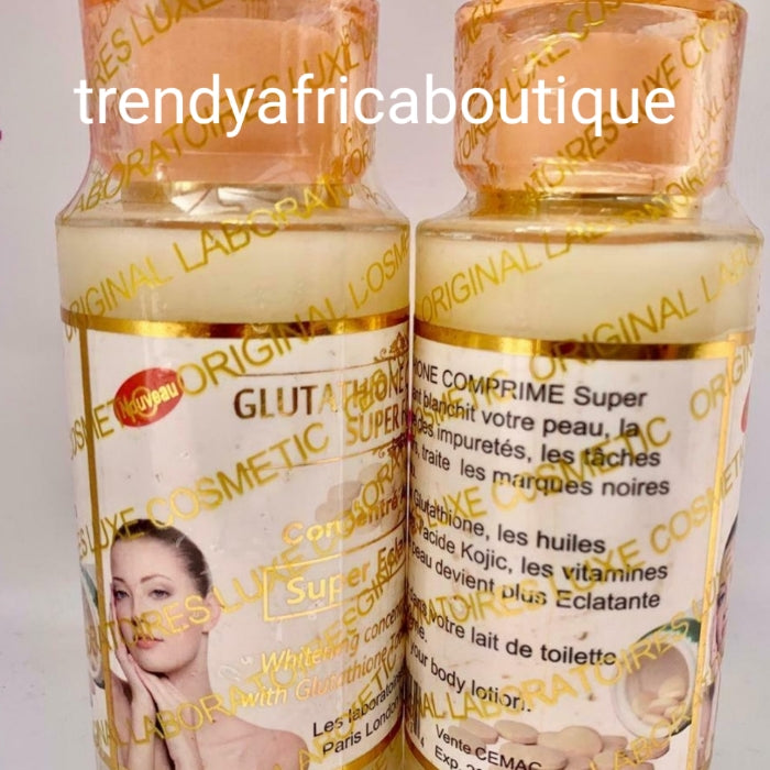 lait collagen + snail slime whitening body lotion 500ml + glutathione comprime serum and glutathion soap. sold as a set.