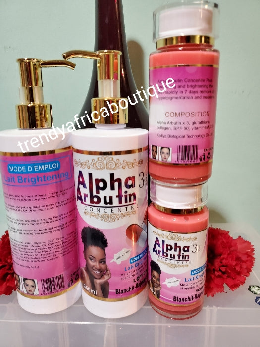 Alpha arbutin 3 Concentrate plus combo body lotion 350ml and serum 120ml for  skin lightening, brightening, anti spots. Excellent hyperpigmentation therapy! One bottle lotion and serum sale