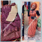 Sale sale: wine/magenta Lustrous quality Africa french lace fabric with all over sequence + champagne aso-oke set.