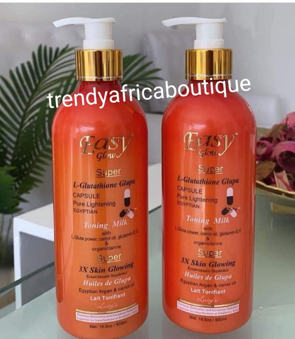 Easy Glow strong super L-Glutathion capsule and carrot extracts 3x skin glowing body lotion 400ml x 1