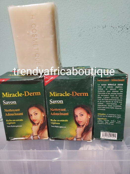 Back in stock!! Miracle-Derm cleansing, softening , & exfoliating soap with all natural plant extracts. 220g×1 soap. Hydroquinoun FREE