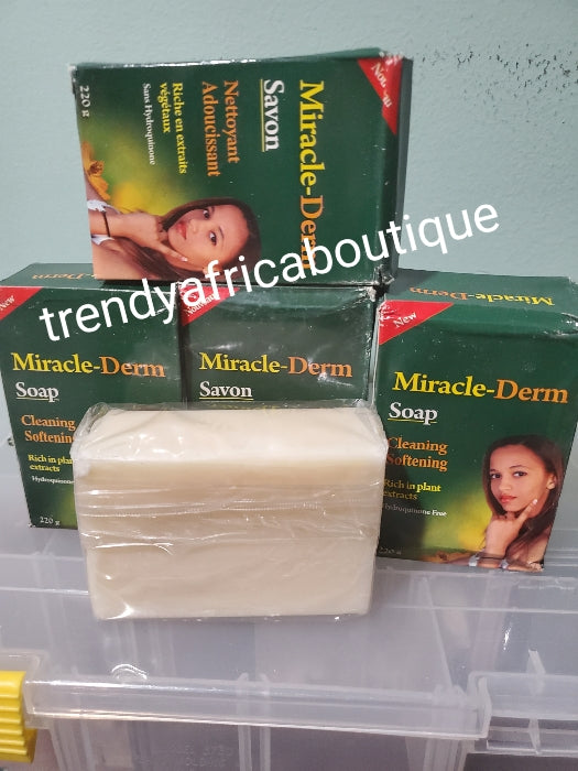 4pcs set of Miracle-Derm lightening & moisturing body lotion 350ml, serum 125ml, soap 220g, + miracle derm anti stretch marks/correcting tube set..