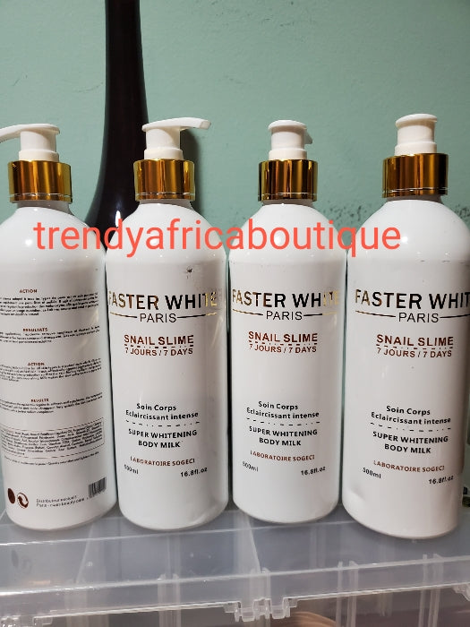 Faster White Paris with snail slime. Is fast whitening & Repair  body lotion for all skin type: flawless healthy complexion. 500ml. hydroquinone FREE!!