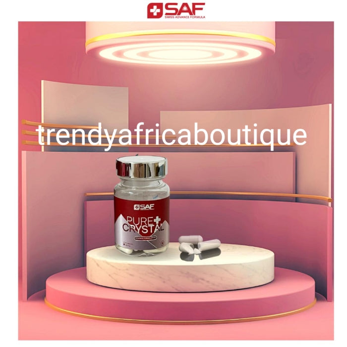 SAF (Swiss Advance Formula) pure crystal is a Skin brightening, glowing, anti aging supplements. 30/bottle.