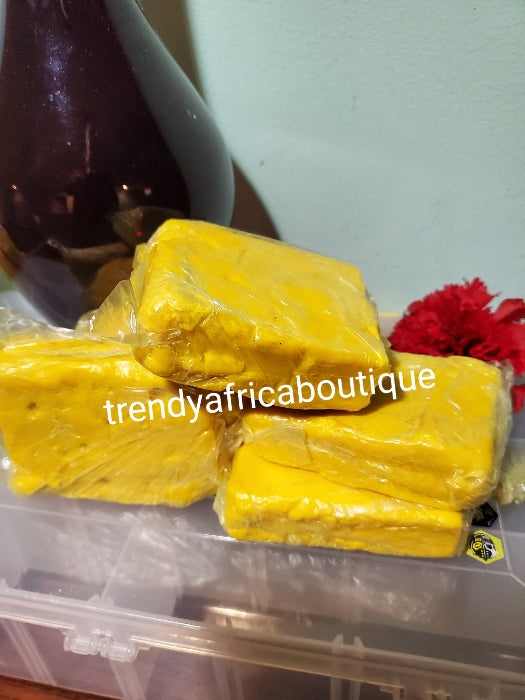 Yellow ozone soap for skin whitening and polishing. Pro-mix into your black soap like Alata soap and more. Sale is one soap