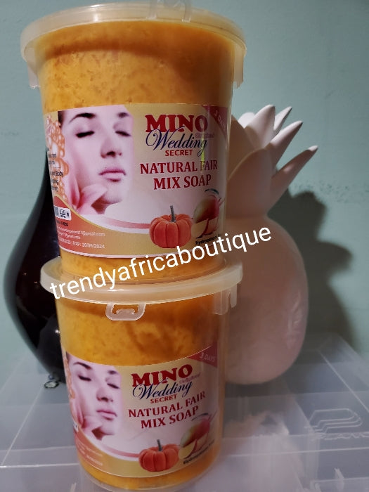 Mino wedding secret, natural fair Mix soap. Face and body anti aging whitening 3 Days. Formulated with pumkin and mango oil.  1000g