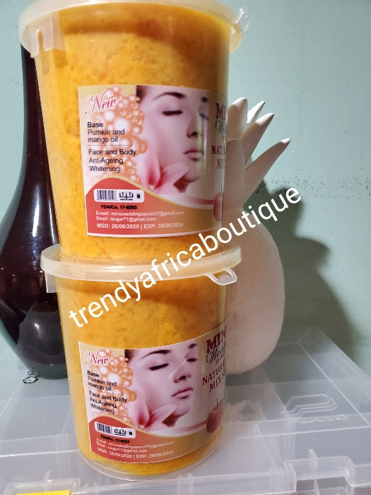 Mino wedding secret, natural fair Mix soap. Face and body anti aging whitening 3 Days. Formulated with pumkin and mango oil.  1000g