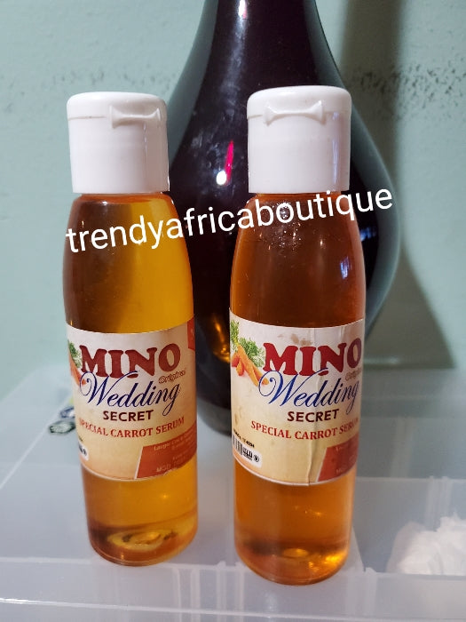 Mino wedding secret original carrot serum/oil 150ml for a whitening and glowing complexion. Use at night on the body for a silky glowing complexion