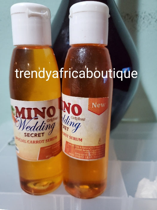 Mino wedding secret original carrot serum/oil 150ml for a whitening and glowing complexion. Use at night on the body for a silky glowing complexion