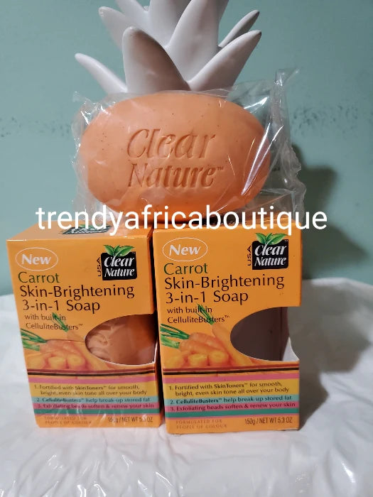Original clear nature Maxi-plus  skin brightening  exfoliating  3 in 1 action carrot soap. 200gx1