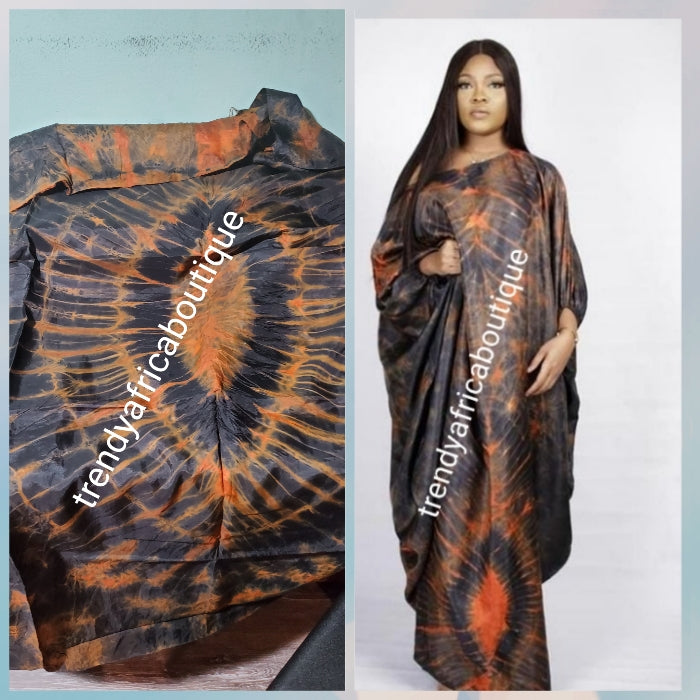 Adire silk fabric. Tie and dye or kampala sold as 4yards a piece. Choc ...