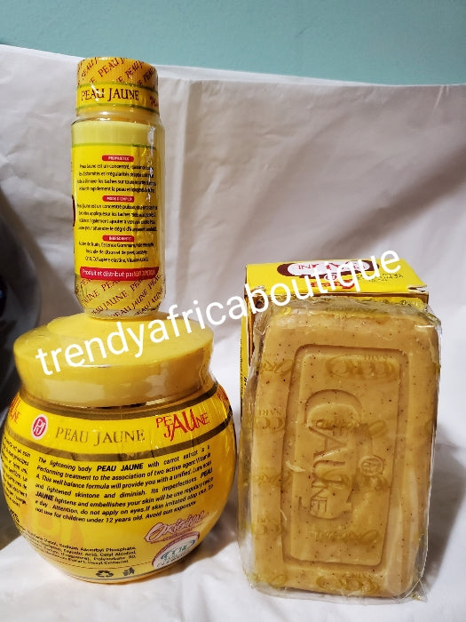 3 pcs combo set of Original peau jaune body cream 500ml, soap 200g, serum/oil 60ml super lightening, Nourishieing  anti spots.
