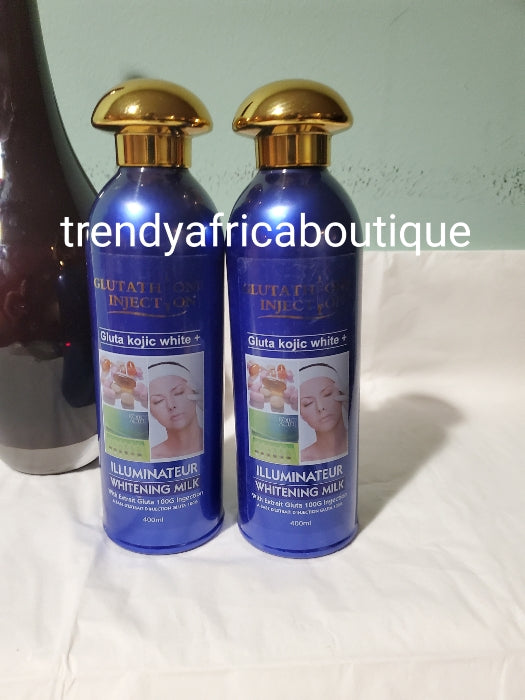 2ps Abebi white Gluta kojic illuminateur whitening body lotion + serum. Strong whitening body milk. 400ml x1 bottle 💯 AUTHENTIC