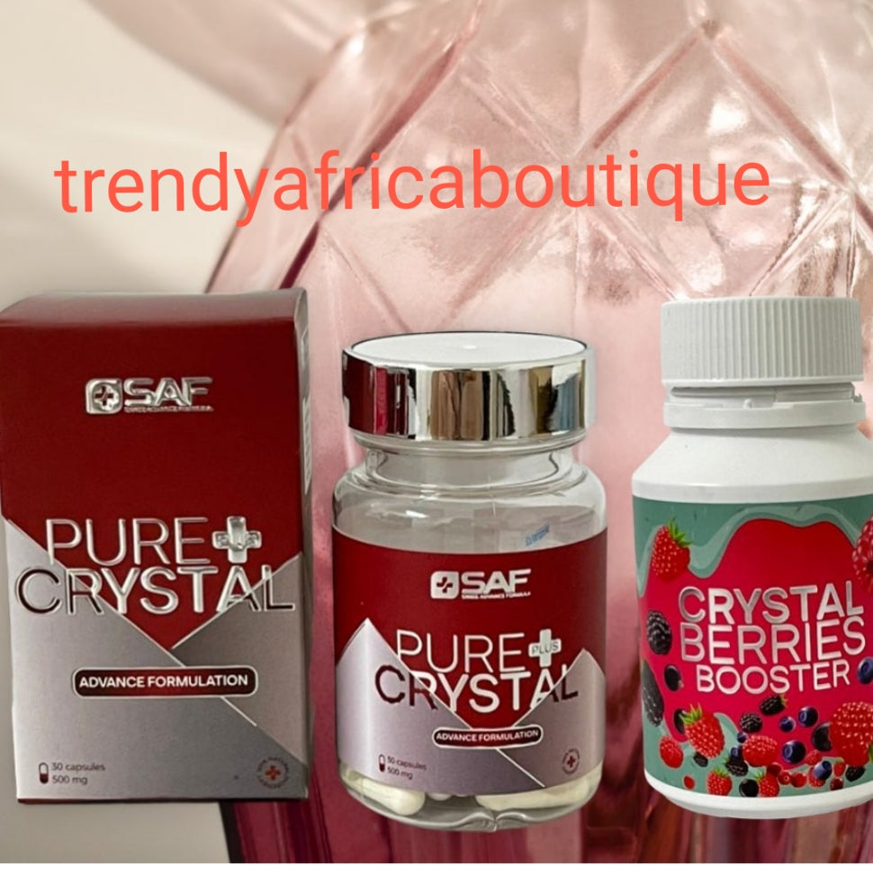 Combo sale of SAF + crystal berries booster (Swiss Advance Formula) pure crystal is a Skin brightening, glowing, anti aging supplements. 30/bottle.