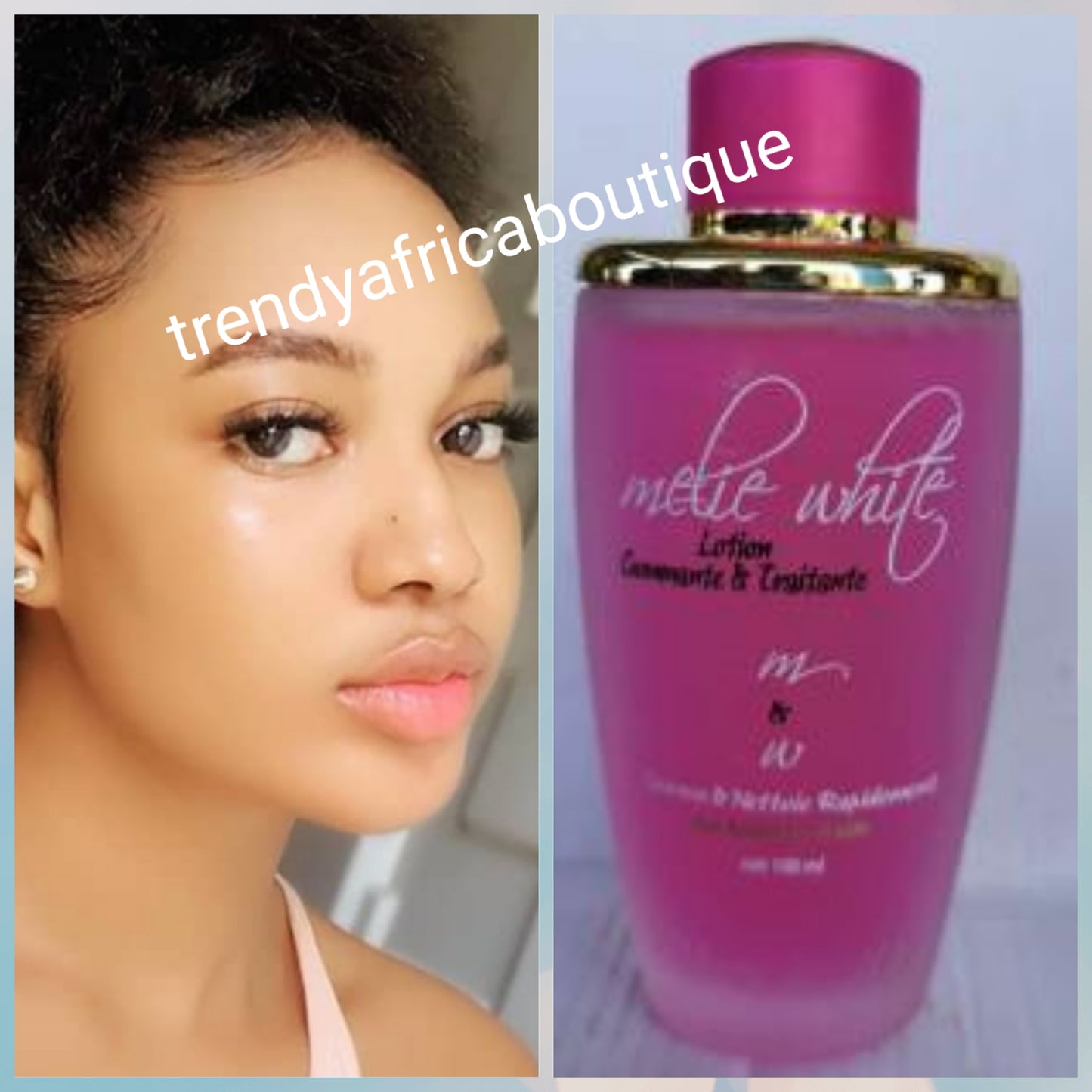 Melie White Rose, triple action face lotion (cleanser) Triple action tough on spots, Exfoliates and tones. 100ml bottle. Deep face and neck cleanser like no other.