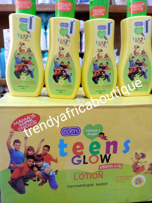 Eden kids and teens glow body lotion 450ml. Formulated with natural ingredients to nourish the growing body. Mummy 1st choice.