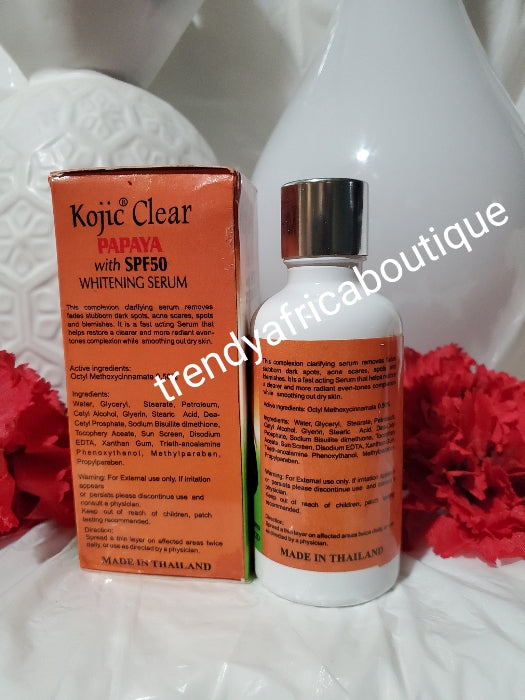 Kojic clear papaya extract spotless whitening serum/oil. with natural Lemon extracts and koic acid 50ml x1. Powerful complexion clarifying agent.