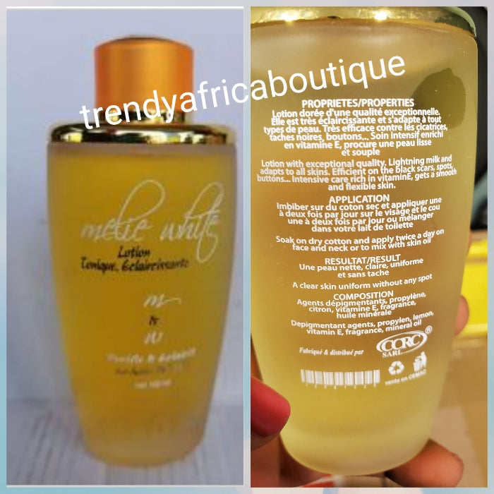 Melie White tonique whitening lotion (cleanser) effective dark spots, black knuckles eraser, gentle tonique face and hands cleanser  soften and clears dark spots fast. 100ml bottle. 100% satisfaction.