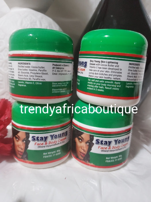 Stay young face and body cream. 85g jar x 1. Made with natural Ingredients. Lighening cream for all skin type.