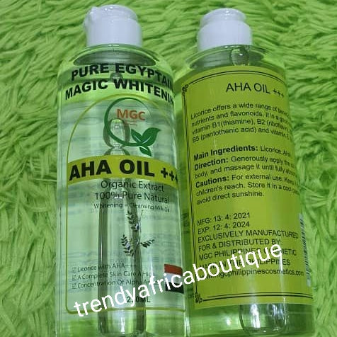 Pure Egyptian magic whitening organic body serum/oil with Licorice: Vit. B1, B2, vit. E and Concentrate alpha arbutin for complete skin care. 250ml/bottle x1. 100% Pure natural