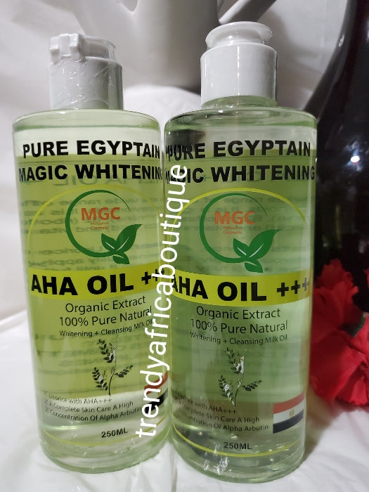 Pure Egyptian magic whitening organic body serum/oil with Licorice: Vit. B1, B2, vit. E and Concentrate alpha arbutin for complete skin care. 250ml/bottle x1. 100% Pure natural