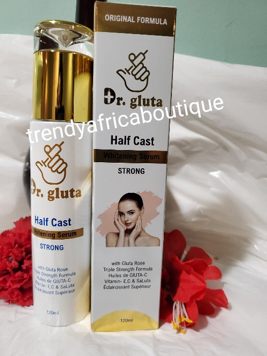 Dr. Gluta half cast whitening Serum/oil. Triple strenght formula with Gluta Rose, Vitamin E, C. For a brighter and clearer skin 120ml x1