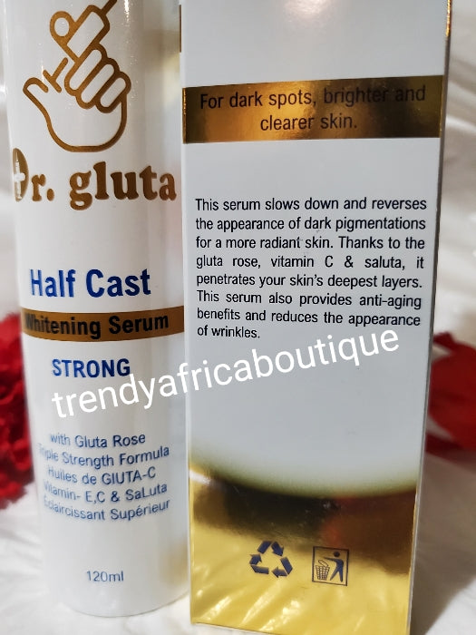 Dr. Gluta half cast whitening Serum/oil. Triple strenght formula with Gluta Rose, Vitamin E, C. For a brighter and clearer skin 120ml x1 strong whitening