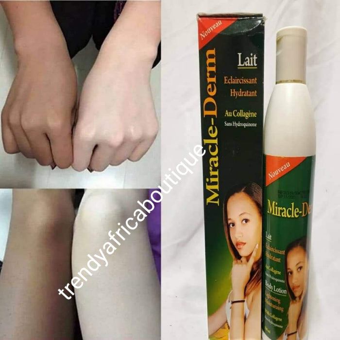 Miracle-Derm lightening & moisturing body lotion with Collagen,gradually lightens black spots effectively and unify your complexion, 350ml. X1 bottle.