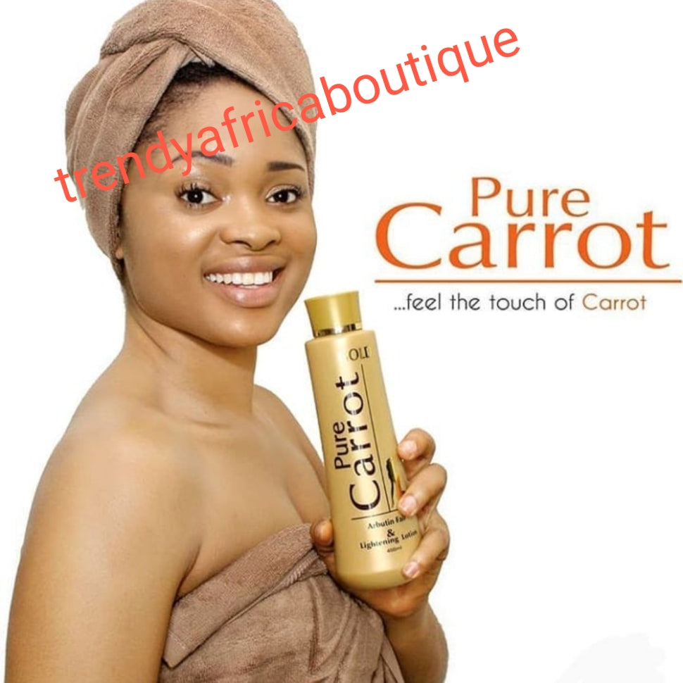 Pure Carrot Gold, Arbutin fair skin lightening body lotion 450ml brightening with alpha arbutin, Shea butter, formula for caramel,/bronze skin