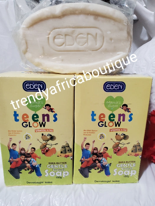 2 bar soap Eden teens and kids & teens body glow soap with vitamins & shea butter. Skin brightening, nourishes and rejuvenates