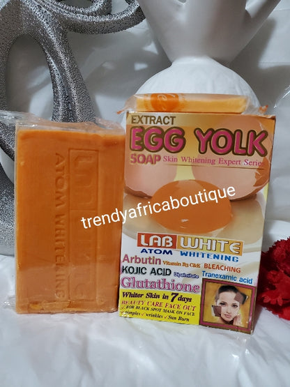 Lab white atom whitening face and body soap with egg yolk extracts. 160gx1 bar soap. From Thailand. Buy more and save!