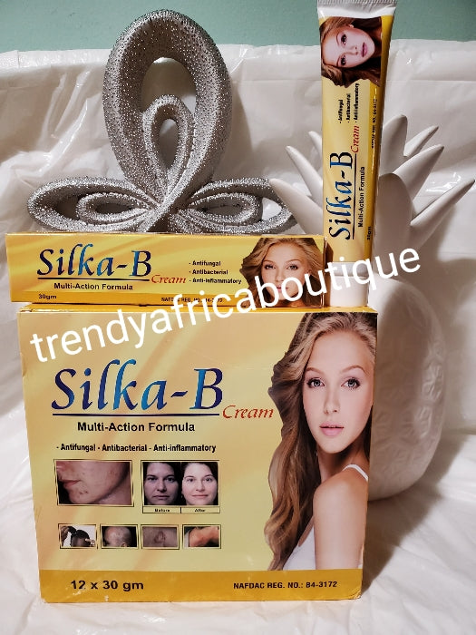 Silka - B multi action formula cream. Pimples, razor bump, redness and more. Mix into your face cream or apply to affected area. 30gm x1 sale