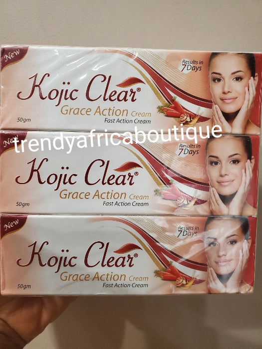 Kojic clear grace action tube cream 50g with carrot extracts x1 tube cream. Mix into your face cream or body lotion. Can be use directly on face