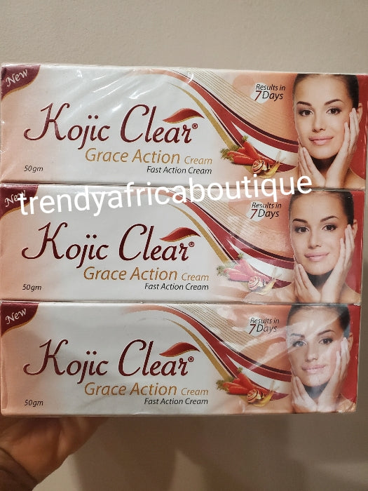 3 Kojic clear grace cream 50g with carrot extracts pack of 3 .