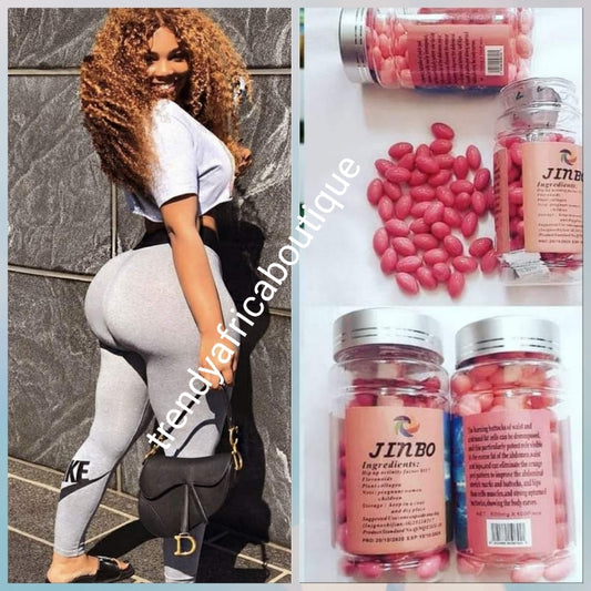 Sexy curves with Jinbo natural supplements: target belly fat, enhance your butts. No side effects, made with all natural ingredients. 100 gel cap per bottle.  💯% satisfaction